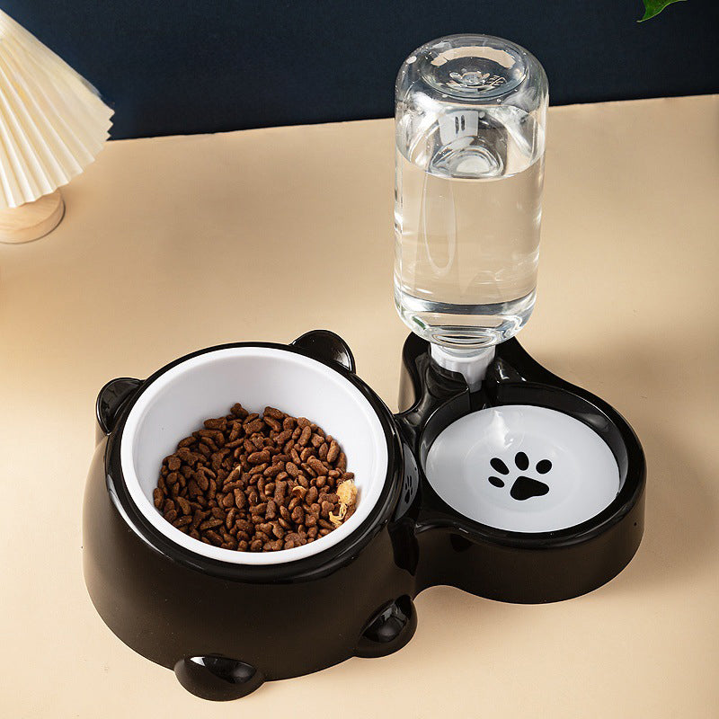 Cat Food And Water Bowl Set - 16 Degree Tilted Dog Dish With Water Dispenser Removable Pet Feeder Bowl Dog Drinking And Eating Bowl Detachable Pet Feeder Bowl For Cats And Dogs
