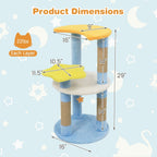 29 Inches Cute Modern Cat Tree with Star and Moon Shaped Platforms