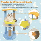 29 Inches Cute Modern Cat Tree with Star and Moon Shaped Platforms