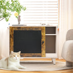 Litter Box Enclosure,Modern Hidden Cat Litter Box Enclosure Furniture with Scratching Pad for Living Room, White + vintage