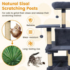 58" Multi-Level Cat Tree Soft Plush Cat Tower with Padded Top Perch