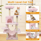 58" Multi-Level Cat Tree Soft Plush Cat Tower with Padded Top Perch