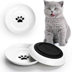 Ceramic Cat Food Bowls Whisker Friendly Cat Bowls With Nonslip Silicone Bottom Cat Food Dishes For Food And Water Cat Food Dishes Wide Shallow Small Cat Plates For Cats Kitten Small Dogs