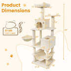 66 Inch Tall Cat Tree Multi-Level Cat Tower with 2 Condos Sisal Scratching Posts