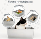 Open Box Kirecoo Stainless Steel Cat Litter Box XL- Metal High Sided Cat Pan, Large Stainless Steel Box, Indoor Litter Tray, Non Stick, No Smell, Easy