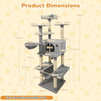 Large Cat Tree for Indoor Cats 63" Tall Cat Tower