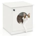 Cat Litter Box Enclosure with Nightstand Top - White