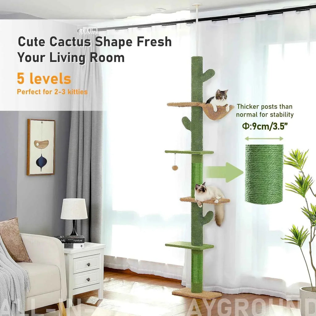 5 Tier Cat Tree Tower with Scratching Posts & Hammock