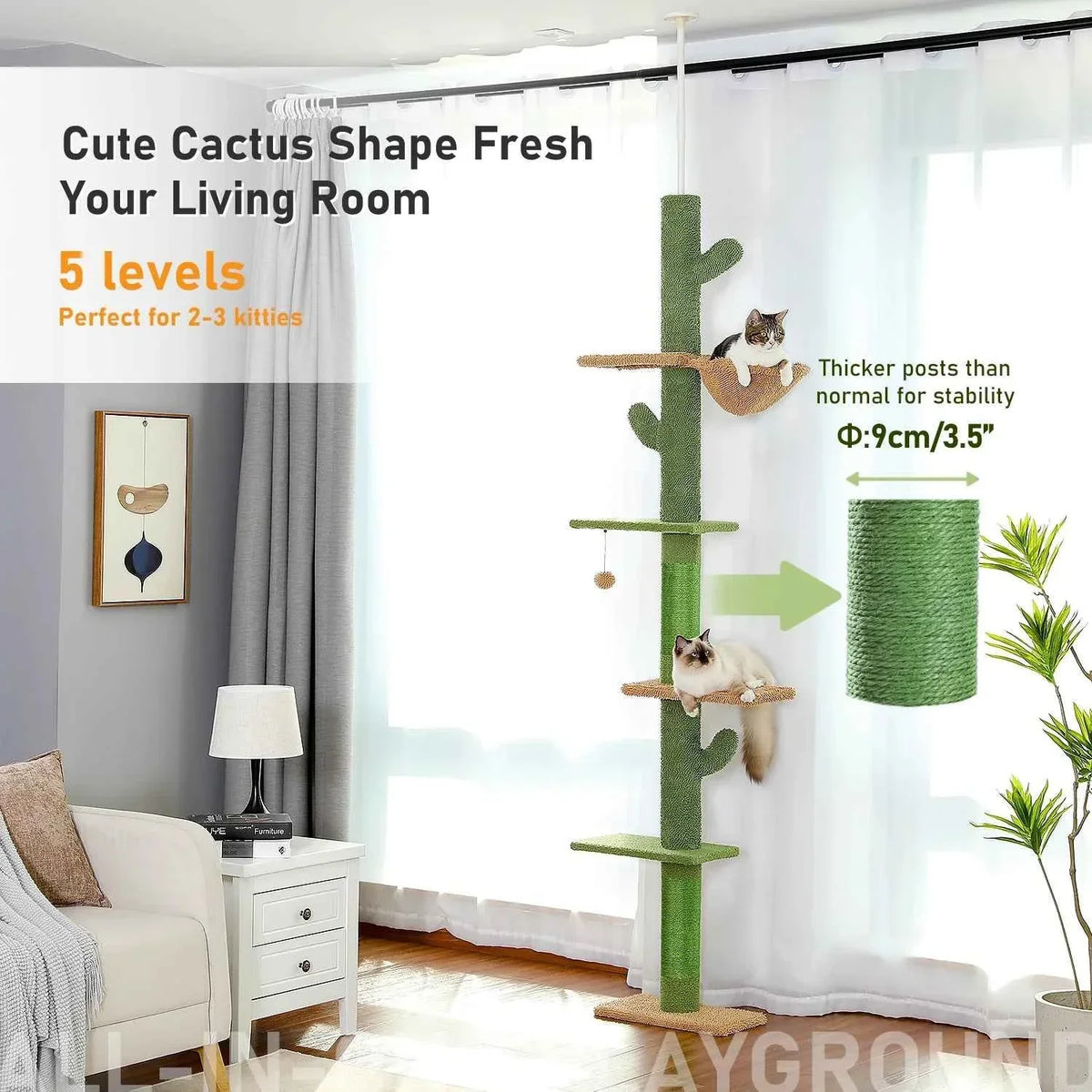 5 Tier Cat Tree Tower with Scratching Posts & Hammock