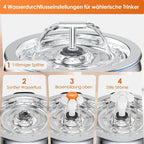 3L Auto Stainless Steel Cat Fountain 102 Oz Pet Water Dispenser Filter with Faucet Automatic Water Feeder for Cats Dogs Rabbits