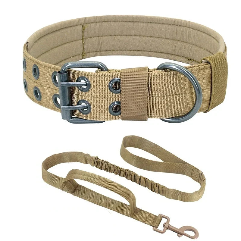 Adjustable Sturdy Tactical Dog Collar with Leash Set for Medium to Large Dogs Anti-Bite Durable Neck Collar For Strong Dogs