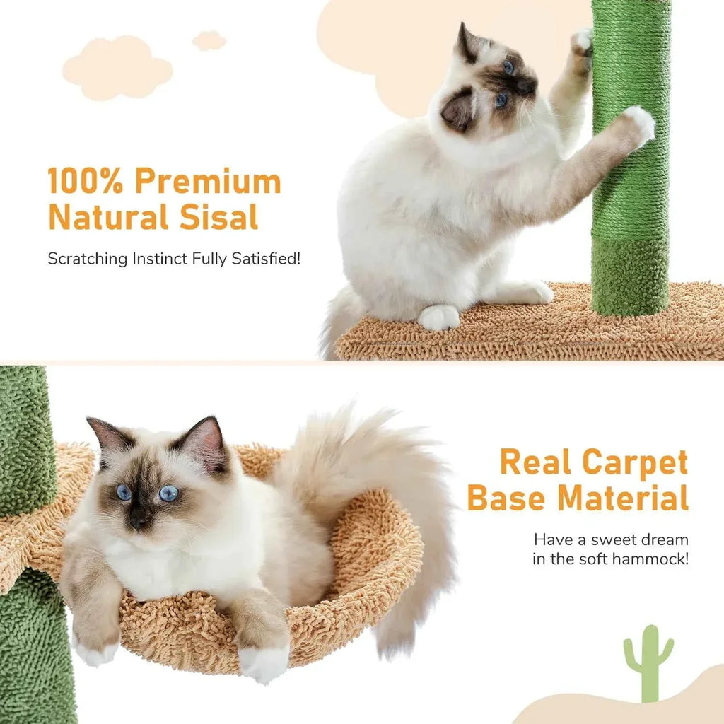 5 Tier Cat Tree Tower with Scratching Posts & Hammock