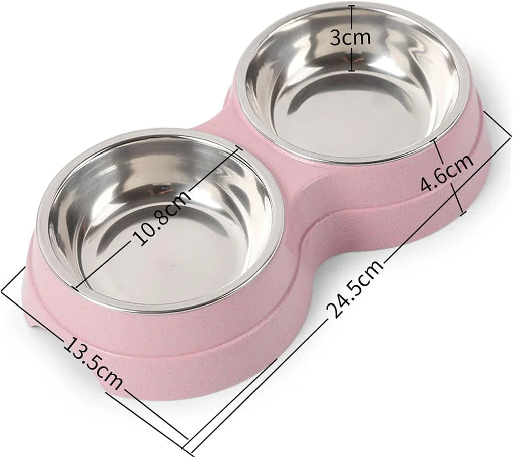 Double Pet Bowls Dog Food Water Feeder Stainless Steel Pet Drinking Dish Feeder Cat Puppy Feeding Supplies Small Dog Accessories