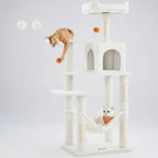 56.3" Multi-Cat Tree Tower Hammock, Condo & Scratching Posts for Indoor Cats