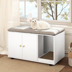 Wooden Cat Litter Box Enclosure Hidden Litter Box Furniture with Scratching Board