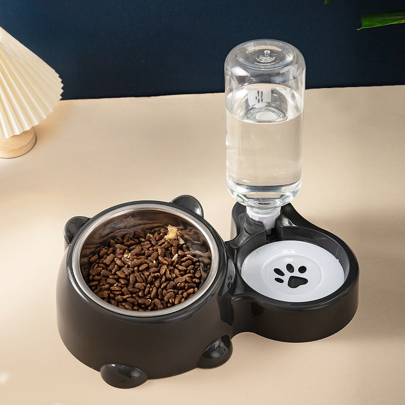 Cat Food And Water Bowl Set - 16 Degree Tilted Dog Dish With Water Dispenser Removable Pet Feeder Bowl Dog Drinking And Eating Bowl Detachable Pet Feeder Bowl For Cats And Dogs