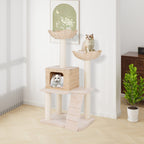 48 Inch Cattail Cat Tower with Sisal Scratching Posts Perch and Condo-Beige