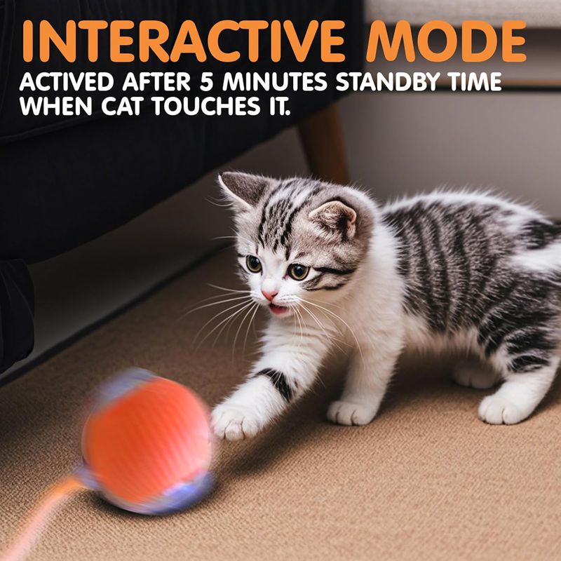 Cat Interactive Ball Toys Automatic Rolling Ball For Kitten Rechargeable Smart Pet Electric Toys With Teaser Sensor Cat Ball Toy