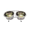 Flip Stainless Steel Double Pet Bowl Set with Wire Stand 2x240ml